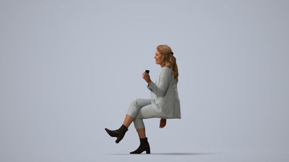 3D scanned woman business, photorealistic archviz people for Enscape and SketchUp, three-quarter view render