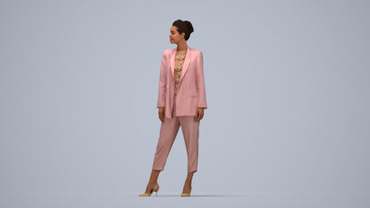 realistic 3D people woman business standing, render-ready for V-Ray and Corona, FBX OBJ, top-down view render