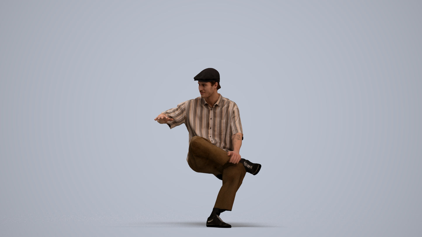 realistic 3D people man casual sitting, render-ready for V-Ray and Corona, FBX OBJ, standing pose render