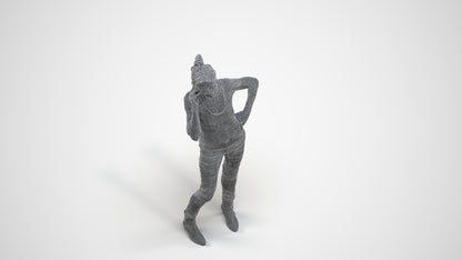 3D people model senior woman casual standing, scanned human for 3ds Max rendering, wireframe three-quarter view
