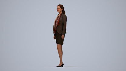 realistic 3D human woman business, archviz people FBX OBJ for Blender, top-down view render
