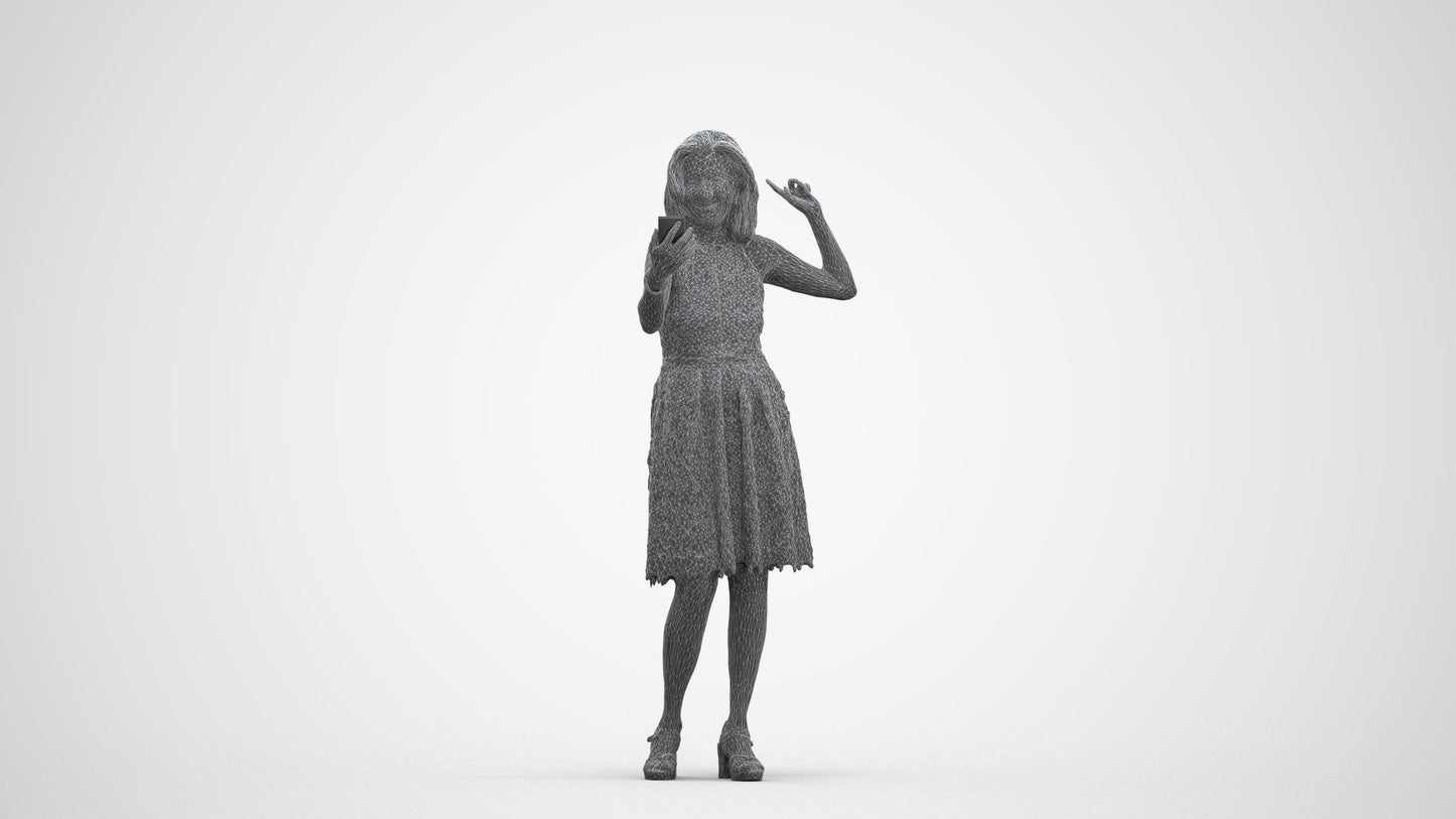 scanned 3D woman formal standing, photogrammetry people for Enscape and V-Ray, three-quarter front view render