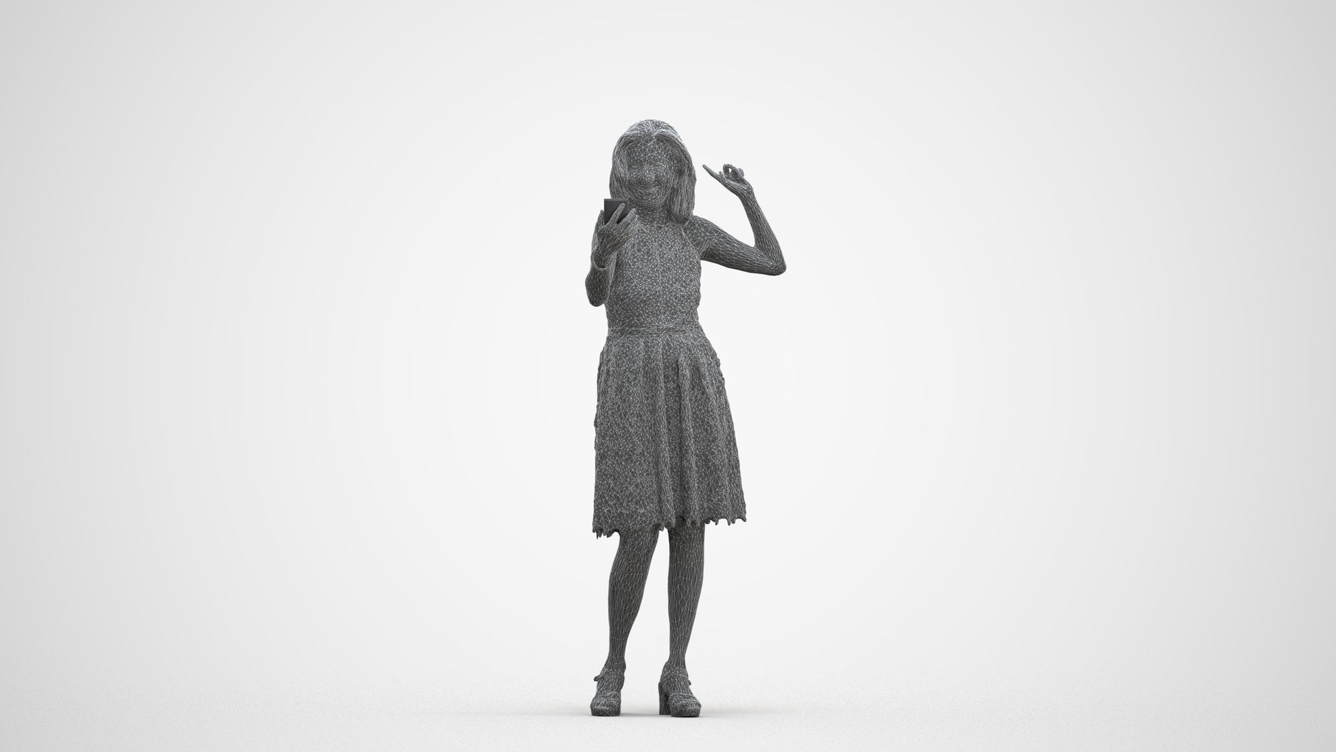 scanned 3D woman formal standing, photogrammetry people for Enscape and V-Ray, three-quarter front view render