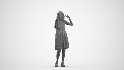scanned 3D woman formal standing, photogrammetry people for Enscape and V-Ray, three-quarter front view render