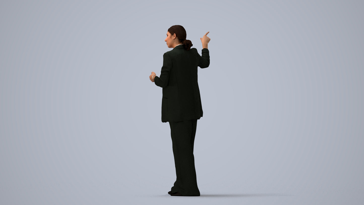 3D scanned woman business, photorealistic archviz people for Enscape and SketchUp, three-quarter view render