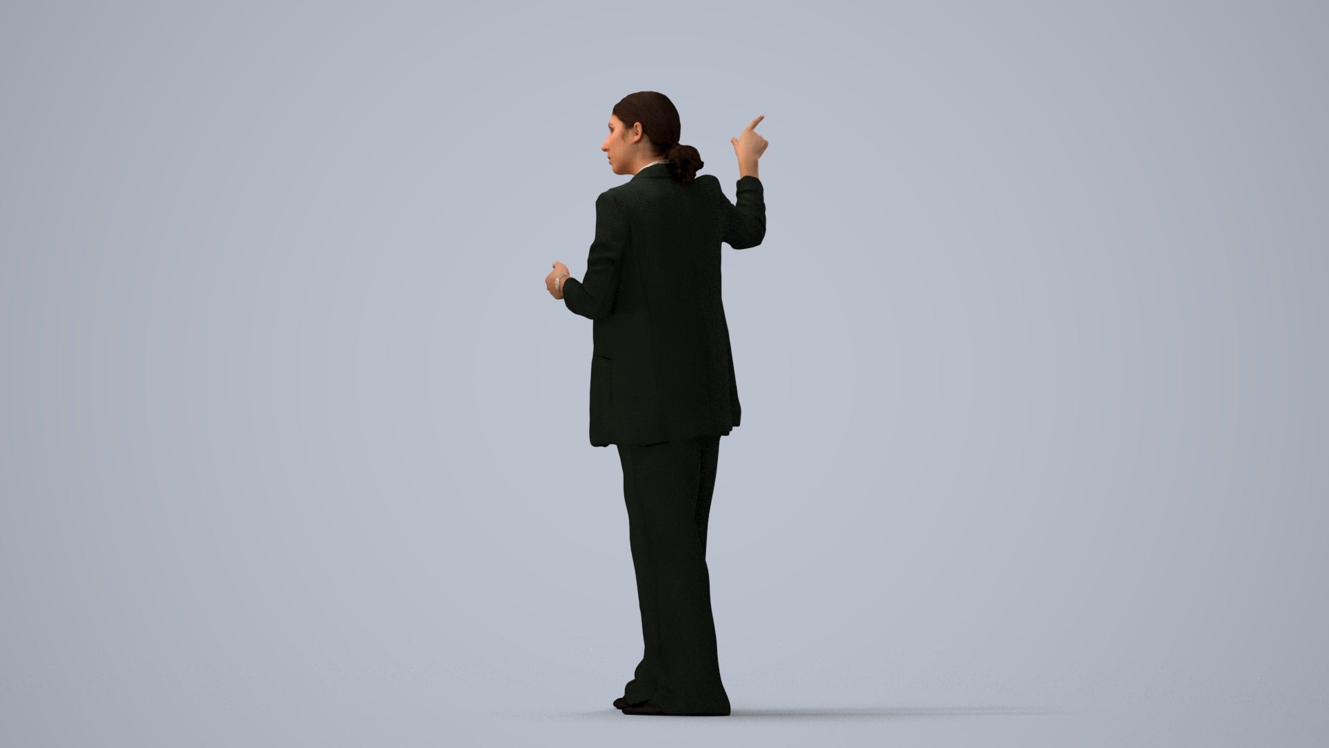 3D scanned woman business, photorealistic archviz people for Enscape and SketchUp, three-quarter view render