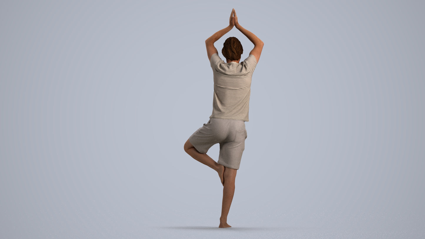 realistic 3D man casual sport, scanned archviz people for Blender and 3ds Max, front view render