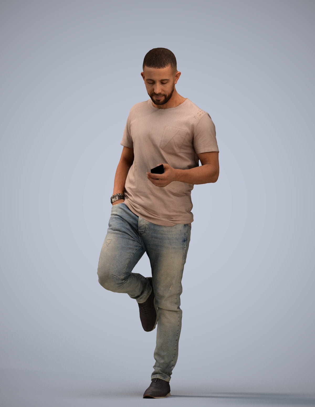 realistic 3D people man casual standing, render-ready for V-Ray and Corona, FBX OBJ