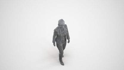 3D people model senior woman business walking, scanned human for 3ds Max rendering, wireframe three-quarter view
