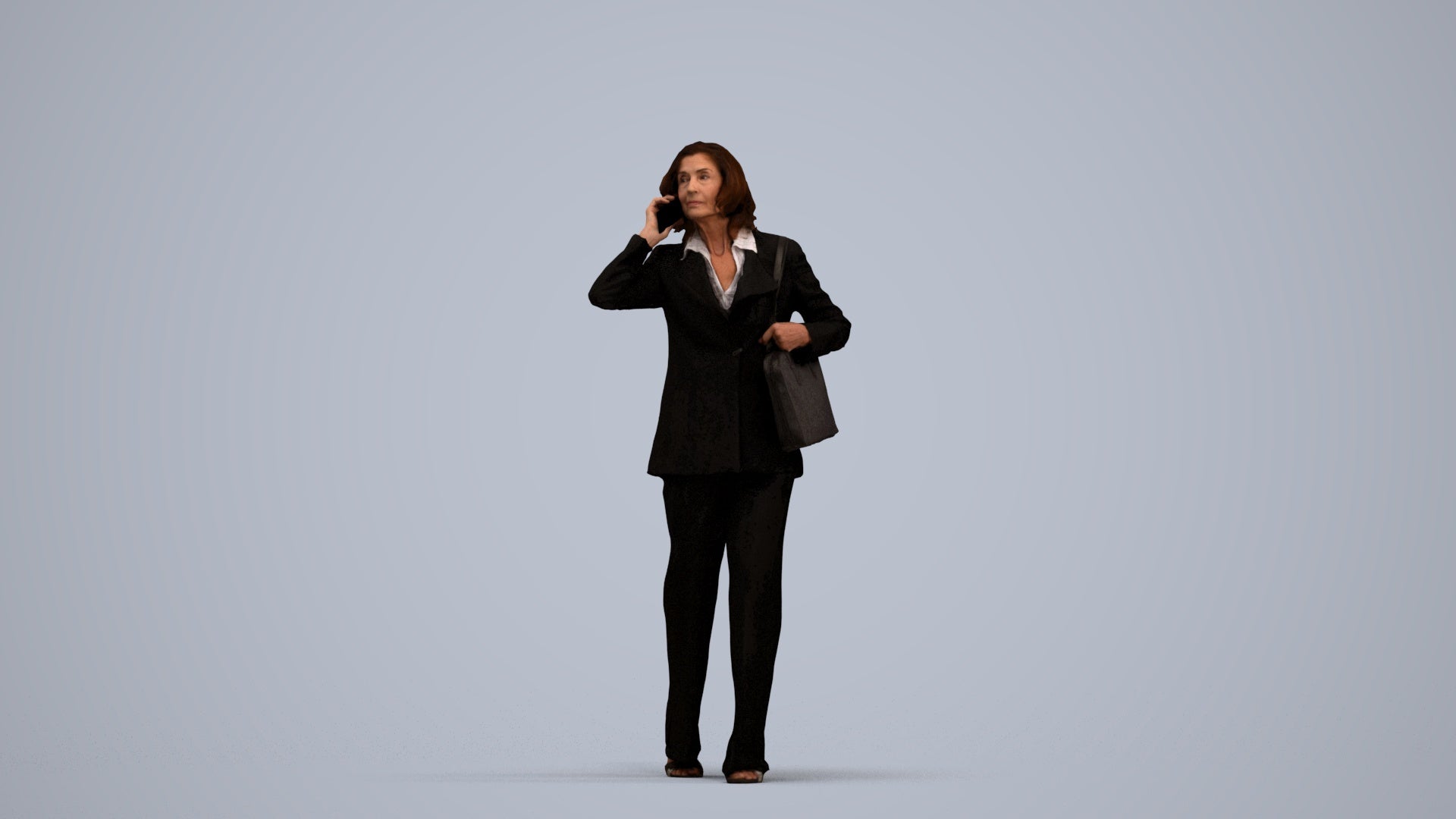 scanned 3D senior woman business walking, photogrammetry people for Enscape and V-Ray, standing pose render