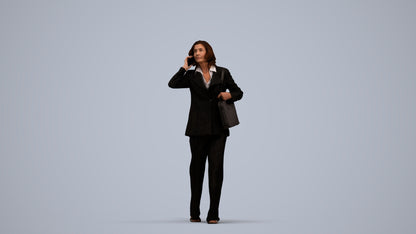 scanned 3D senior woman business walking, photogrammetry people for Enscape and V-Ray, standing pose render