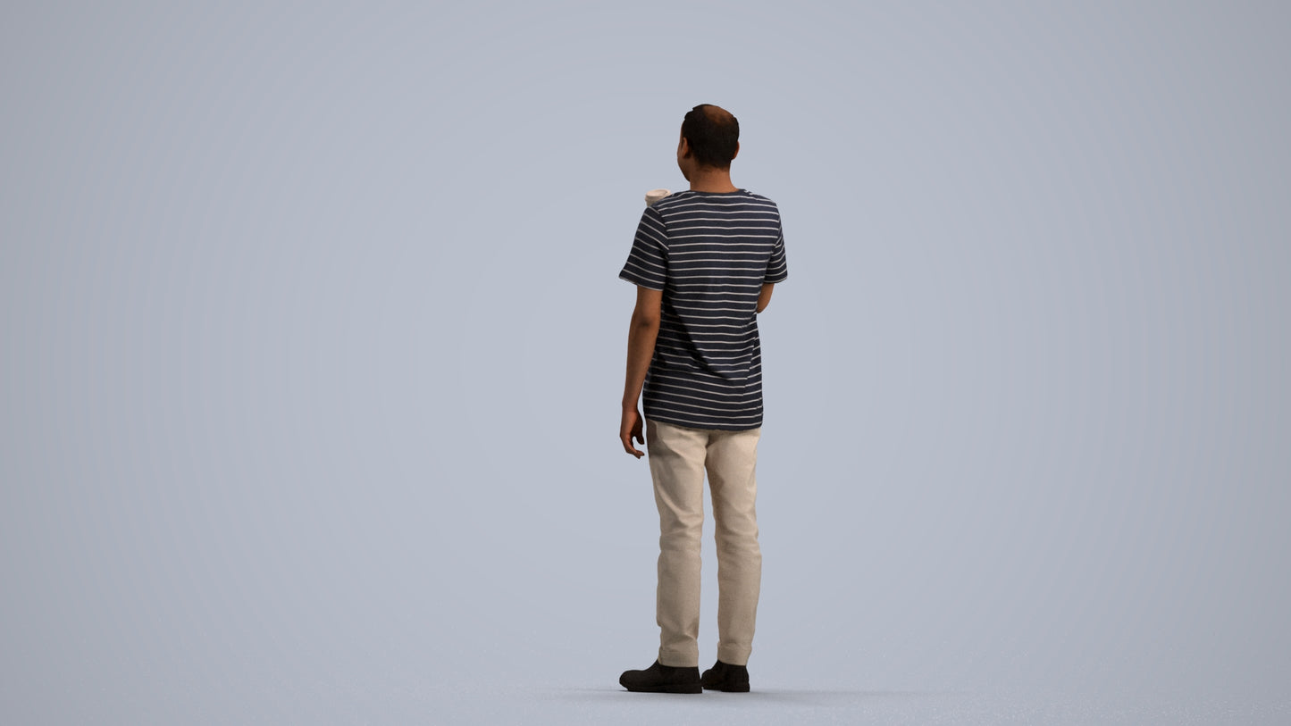 realistic 3D people man casual standing, render-ready for V-Ray and Corona, FBX OBJ, front view render