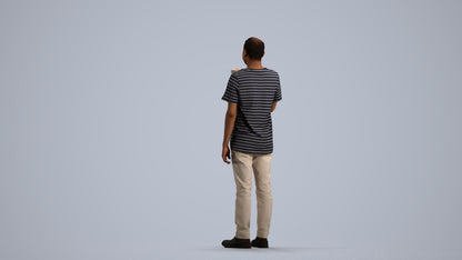 realistic 3D people man casual standing, render-ready for V-Ray and Corona, FBX OBJ, front view render