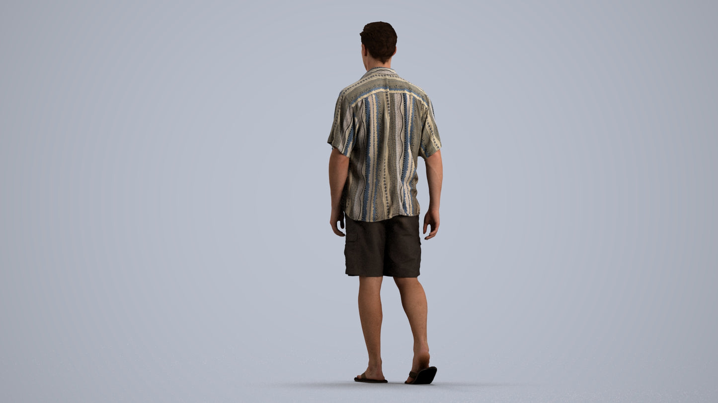 scanned 3D man casual walking, photogrammetry people for Enscape and V-Ray, front view render