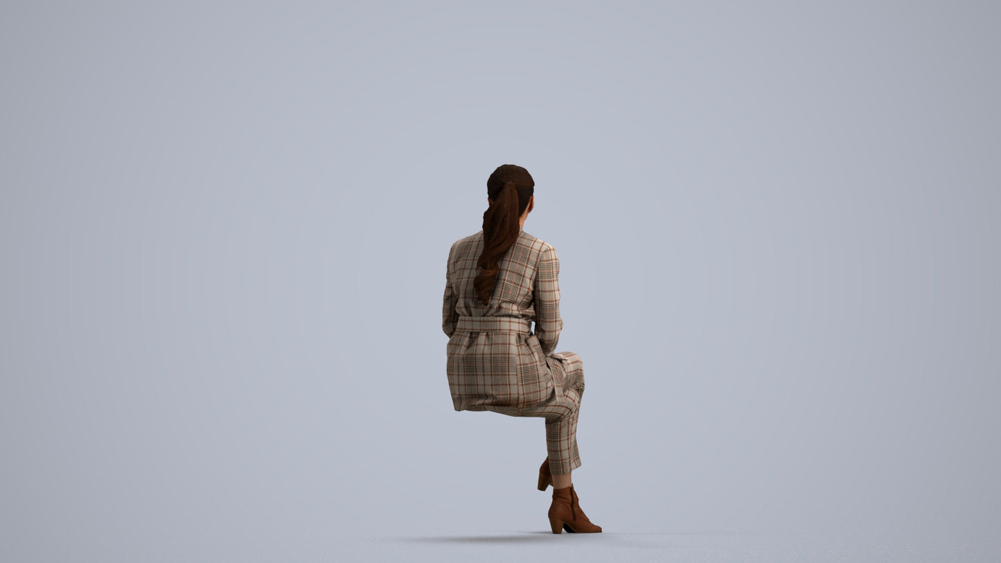 3D scanned woman business, photorealistic archviz people for Enscape and SketchUp, front view render