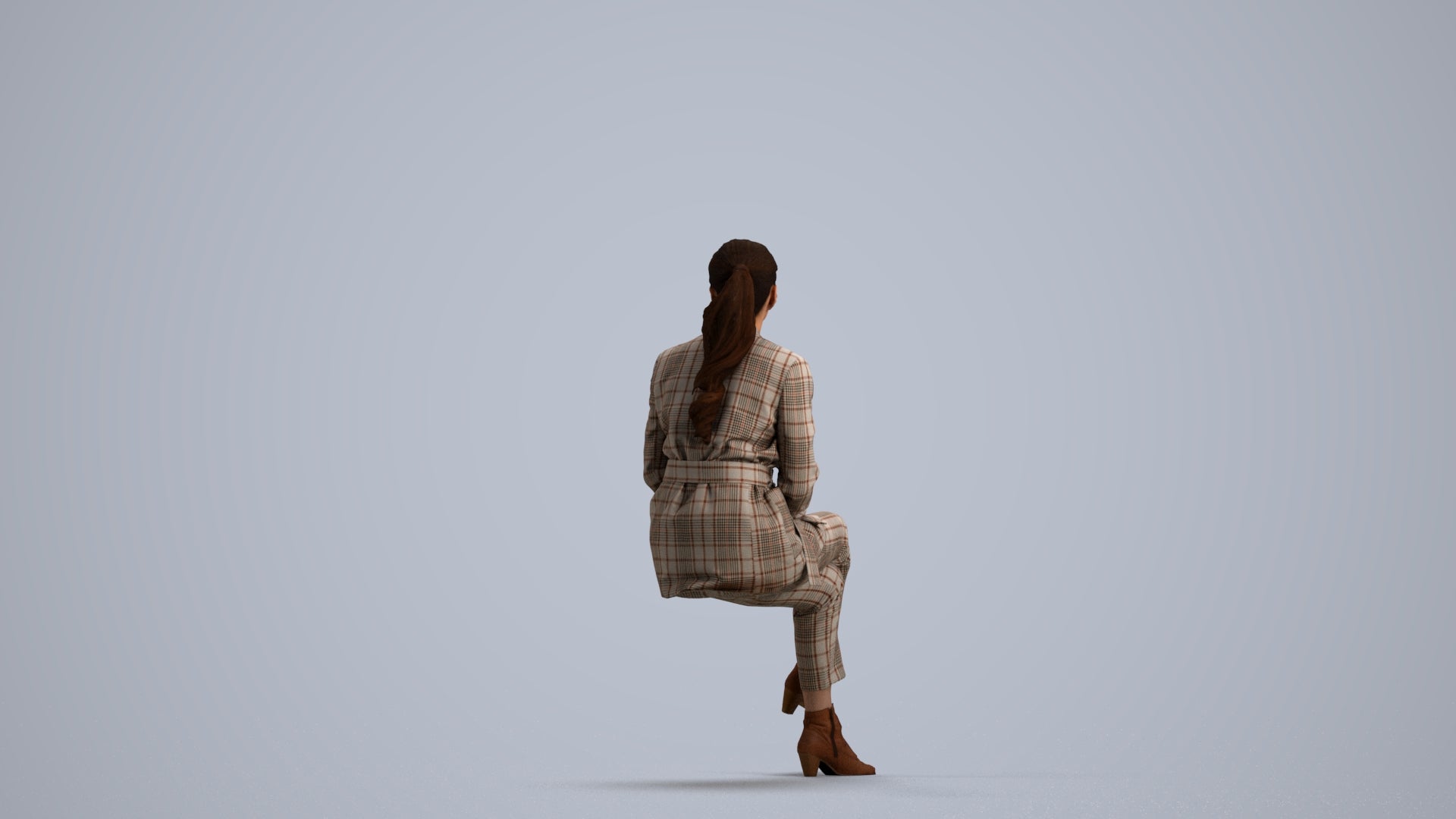 3D scanned woman business, photorealistic archviz people for Enscape and SketchUp, front view render