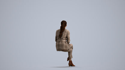 3D scanned woman business, photorealistic archviz people for Enscape and SketchUp, front view render