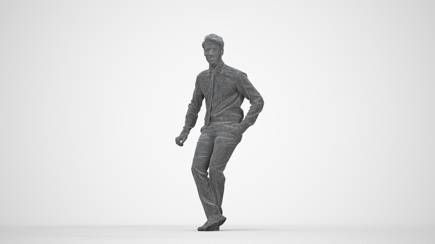 realistic 3D human man business, archviz people FBX OBJ for Blender, wireframe back view