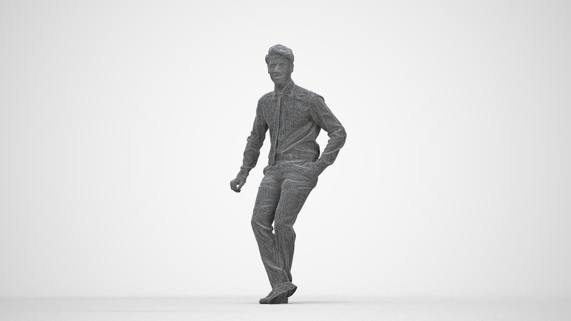 realistic 3D human man business, archviz people FBX OBJ for Blender, wireframe back view