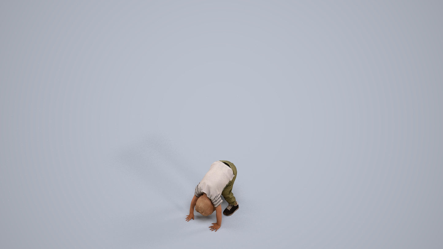 3D scanned boy kids casual, photorealistic archviz people for Enscape and SketchUp, back view render