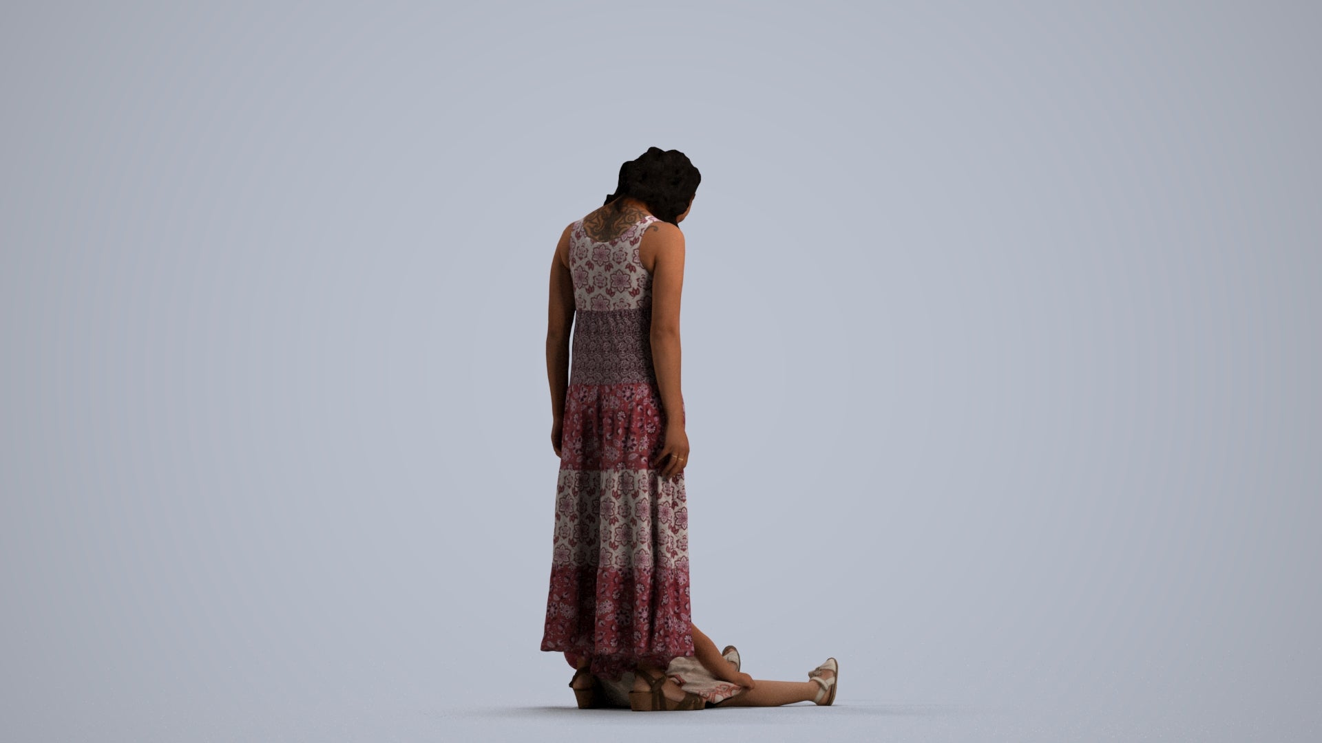 photogrammetry 3D girl casual kids, realistic human model archviz FBX, front view render