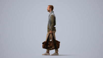 realistic 3D man casual walking, scanned archviz people for Blender and 3ds Max, three-quarter view render
