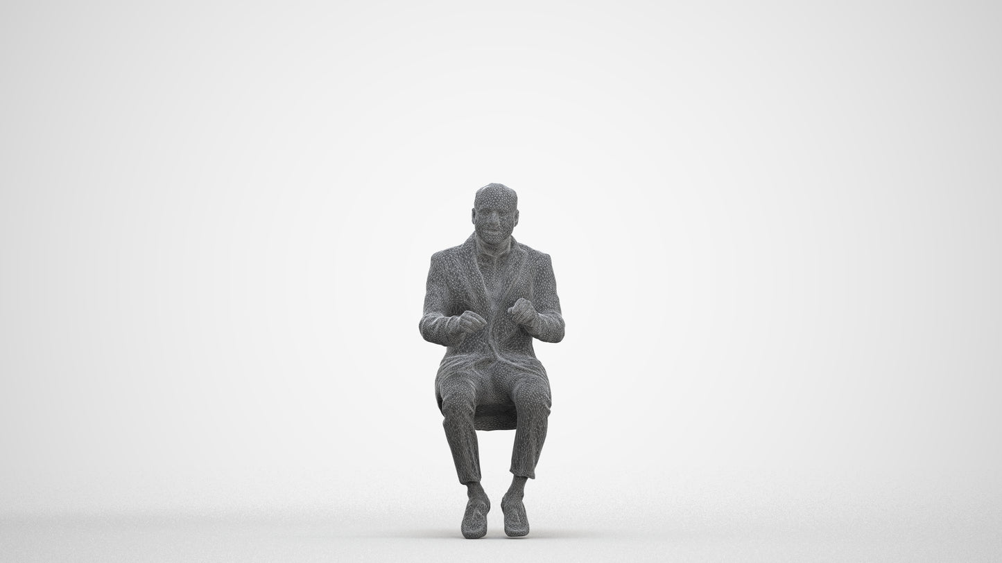 realistic 3D man business, scanned archviz people for Blender and 3ds Max, three-quarter front view render