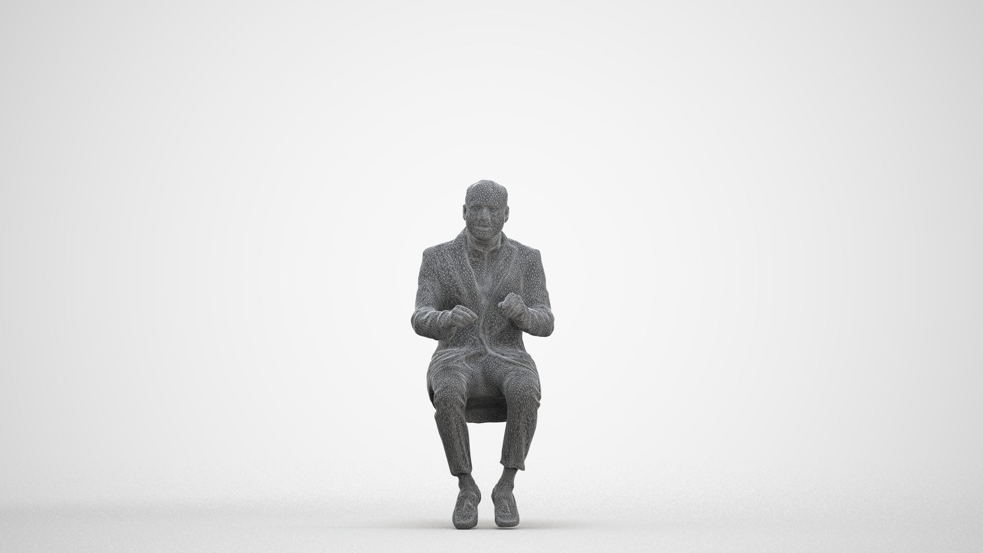 realistic 3D man business, scanned archviz people for Blender and 3ds Max, three-quarter front view render