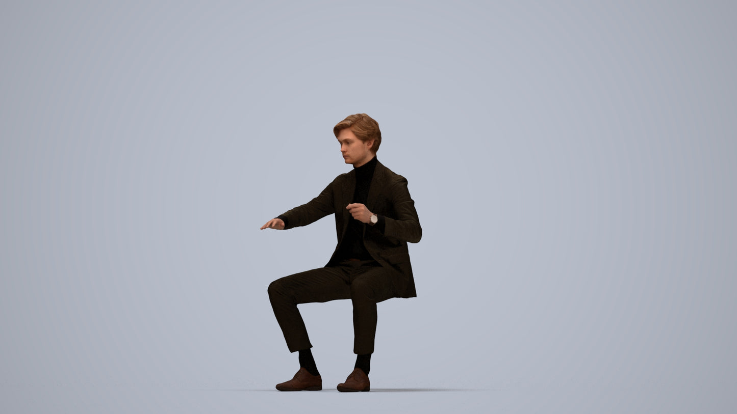 3D scanned man business, photorealistic archviz people for Enscape and SketchUp, top-down view render