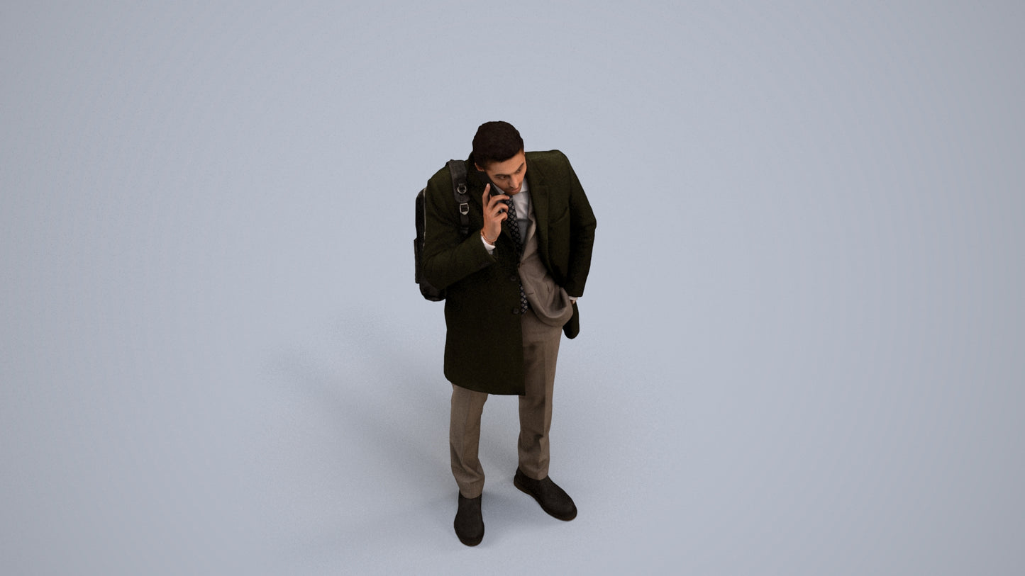 3D scanned man business, photorealistic archviz people for Enscape and SketchUp, back view render