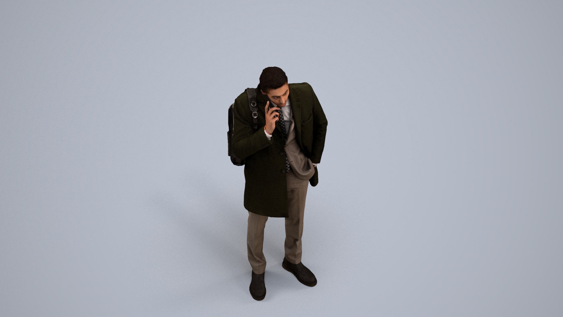 3D scanned man business, photorealistic archviz people for Enscape and SketchUp, back view render