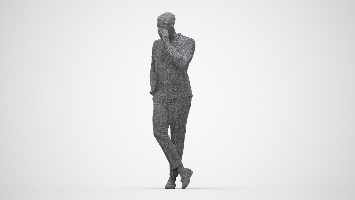 scanned 3D man formal formalaffairs, photogrammetry people for Enscape and V-Ray, wireframe back view