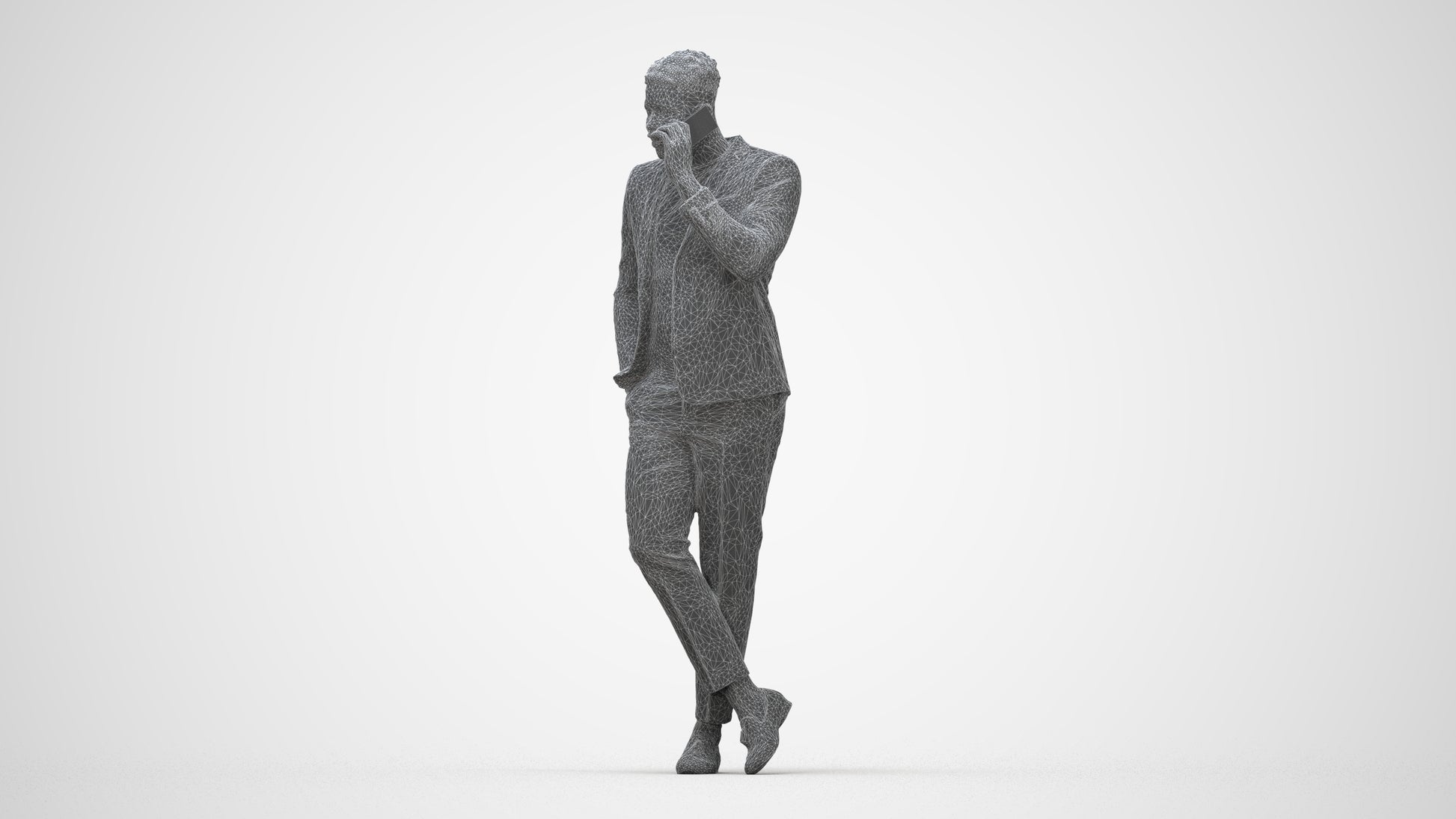 scanned 3D man formal formalaffairs, photogrammetry people for Enscape and V-Ray, wireframe back view