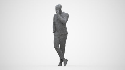 scanned 3D man formal formalaffairs, photogrammetry people for Enscape and V-Ray, wireframe back view