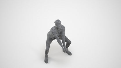 3D people model man sport, scanned human for 3ds Max rendering, wireframe three-quarter view