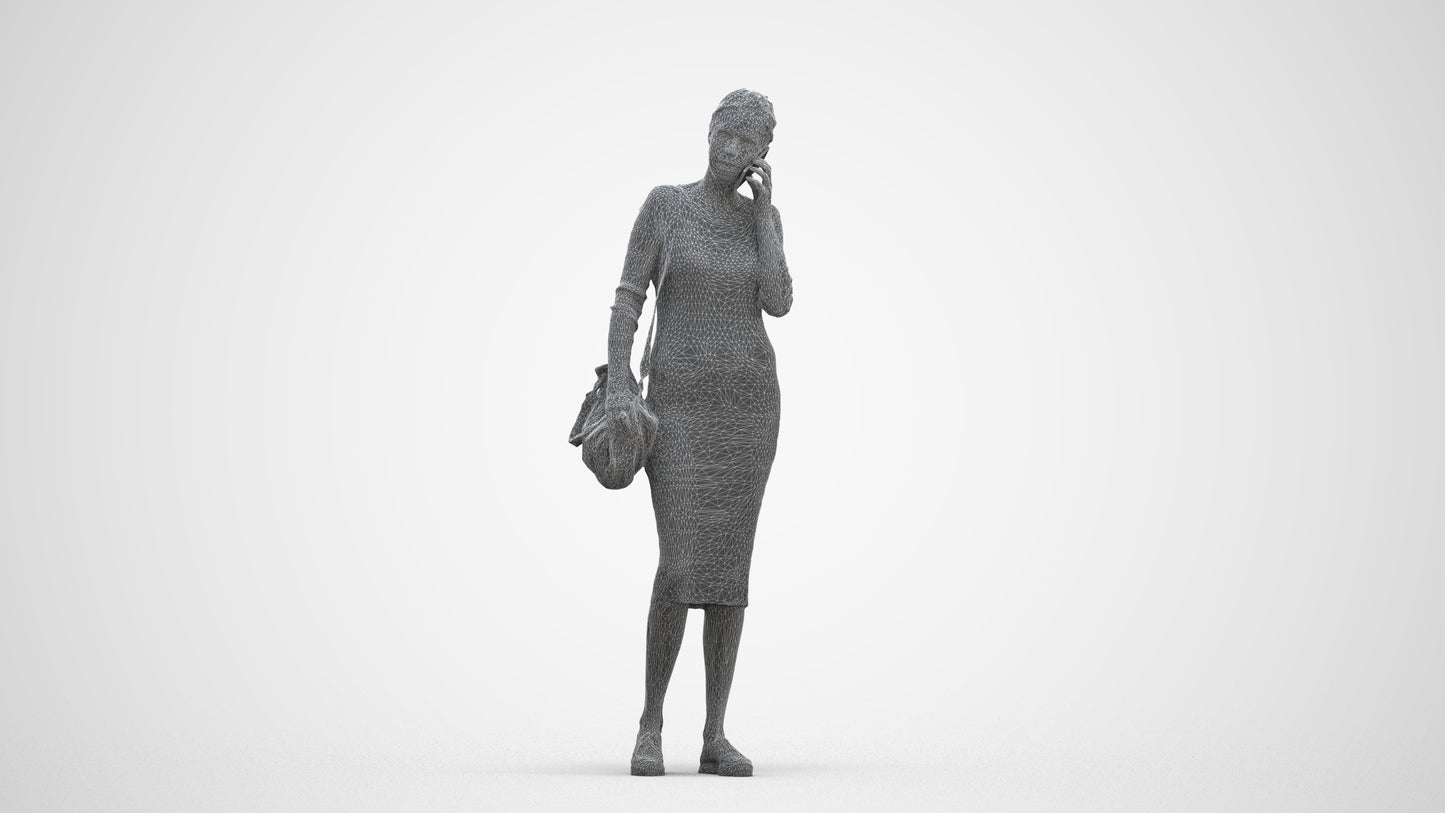 photogrammetry 3D woman casual walking, realistic human model archviz FBX, three-quarter front view render
