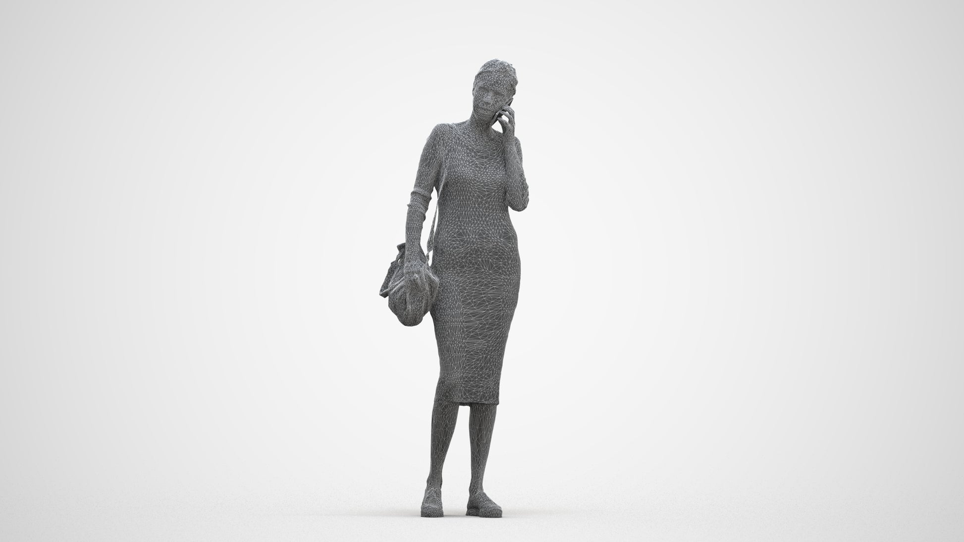 photogrammetry 3D woman casual walking, realistic human model archviz FBX, three-quarter front view render