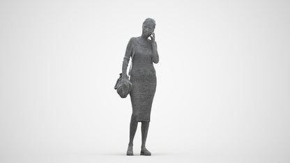 photogrammetry 3D woman casual walking, realistic human model archviz FBX, three-quarter front view render