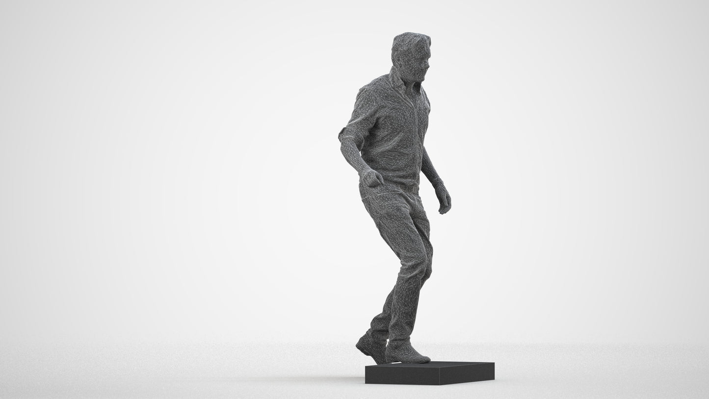 realistic 3D human man casual standing, archviz people FBX OBJ for Blender, wireframe side view