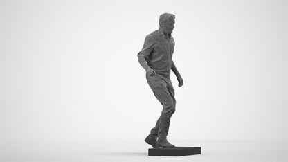 realistic 3D human man casual standing, archviz people FBX OBJ for Blender, wireframe side view