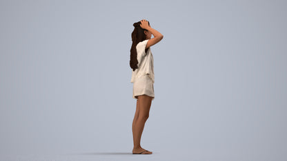 photogrammetry 3D woman casual standing, realistic human model archviz FBX, side view render
