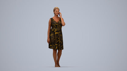 realistic 3D woman casual walking, scanned archviz people for Blender and 3ds Max, top-down view render