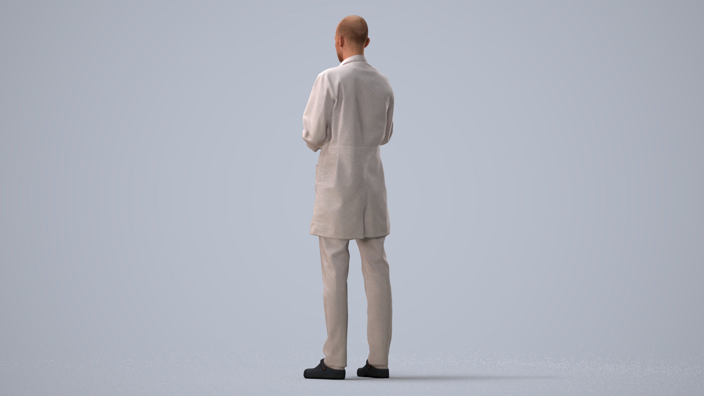 photogrammetry 3D man medical, realistic human model archviz FBX, three-quarter view render