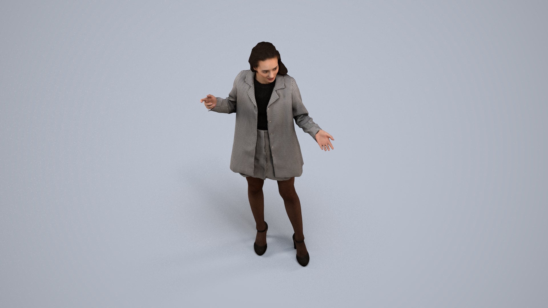 realistic 3D woman business, scanned archviz people for Blender and 3ds Max, back view render