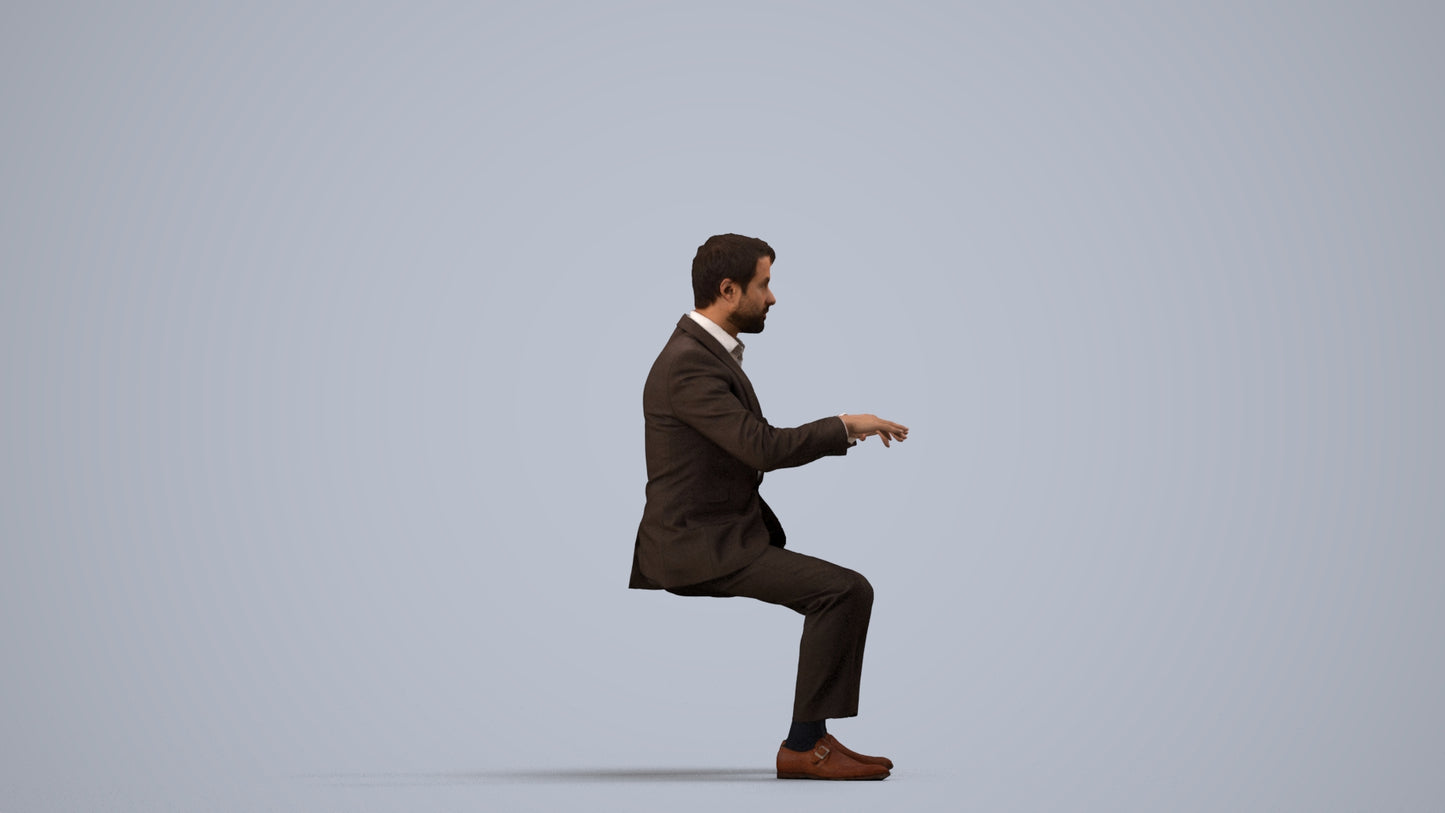 scanned 3D man business, photogrammetry people for Enscape and V-Ray, side view render