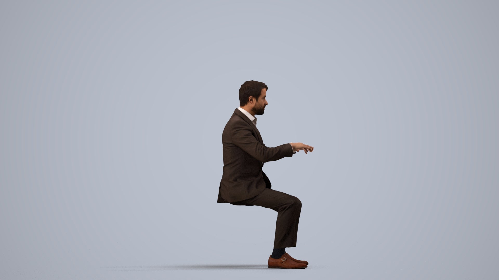 scanned 3D man business, photogrammetry people for Enscape and V-Ray, side view render