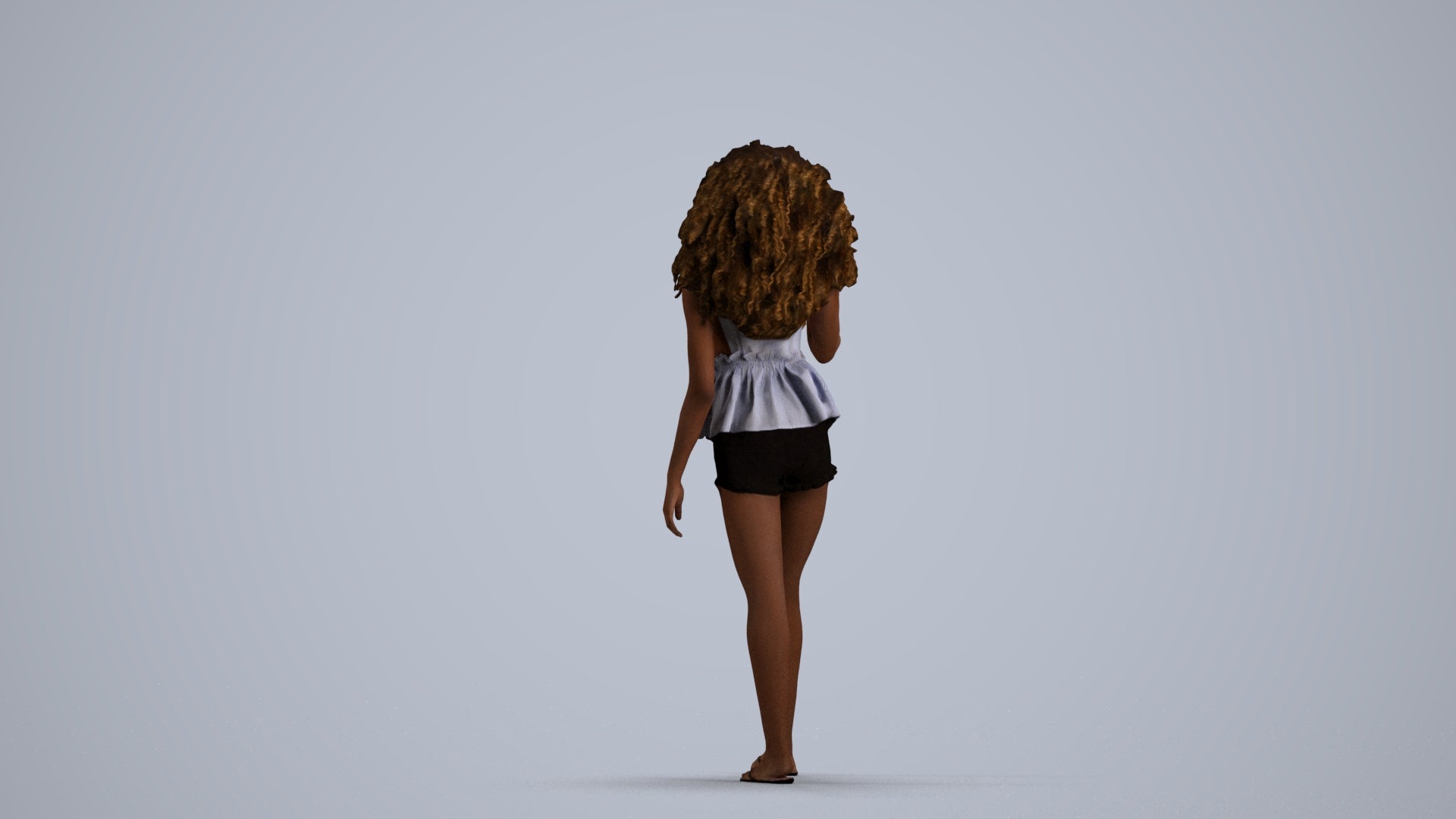 3D scanned woman walking casual, photorealistic archviz people for Enscape and SketchUp, front view render