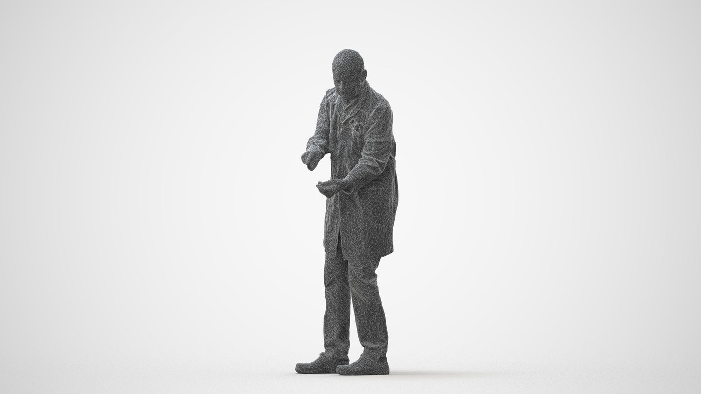 3D human model senior man medical, photogrammetry scanned person for archviz, square thumbnail
