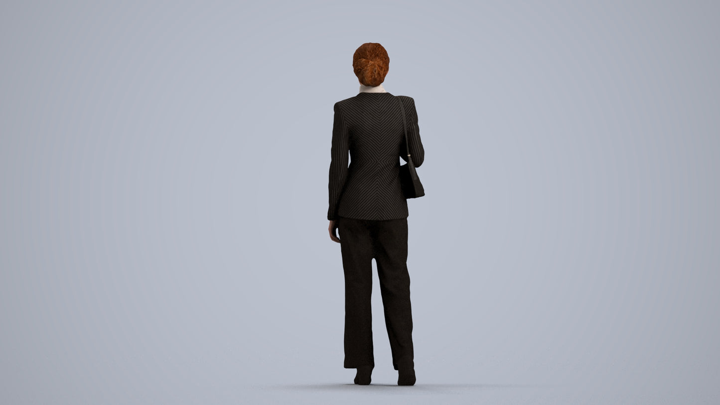 3D scanned woman business, photorealistic archviz people for Enscape and SketchUp, front view render