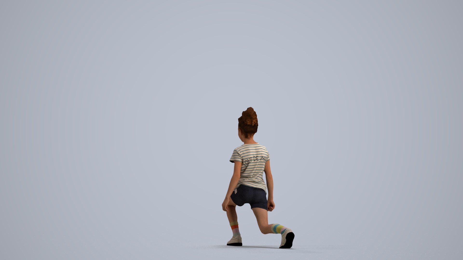 realistic 3D girl casual kids, scanned archviz people for Blender and 3ds Max, front view render